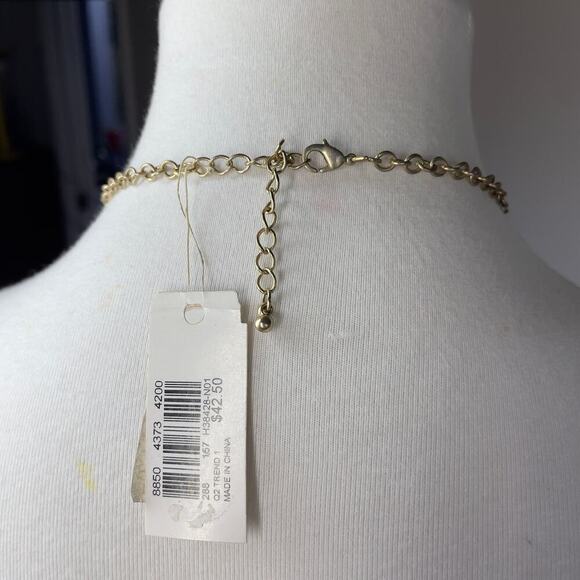 Hammered Medallion Beaded Statement Necklace y2k NWT - Picture 13 of 15